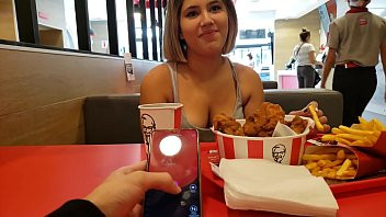Play KFC public lush control and creampie in the bathroom