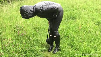 Play Wife in Hunter wellies and leather leggings (video via smartphone)