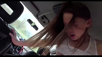 Super hot teen fucking on back seat
