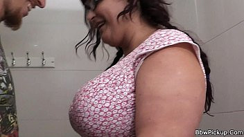 Play Chubby gf rides big cock in the restroom