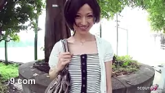 Play Skinny Asian Teen's First Dick Suck in POV Car