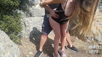 Play Fucking my stepsister outdoors and cumming on her pussy