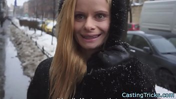 Play Russian casting action with tiny blonde