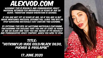 Play Hotkinkyjo huge gold/black dildo, pucker & anal prolapse